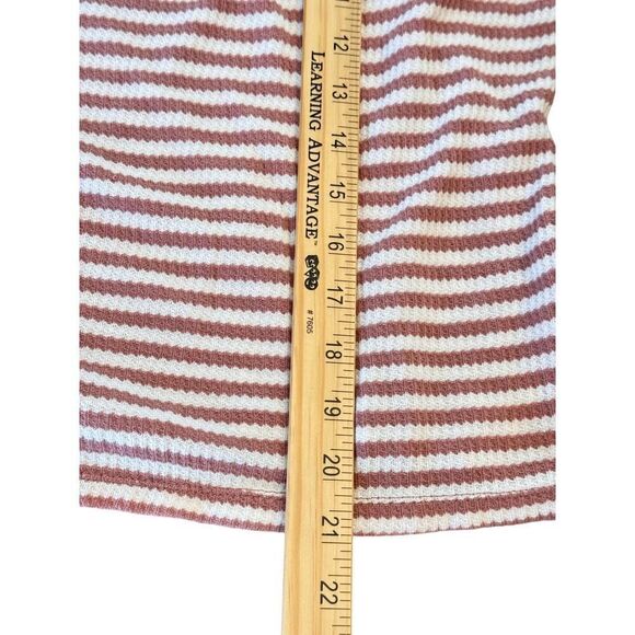Madewell Striped Button Front Waffle Knit Top 100% Cotton Long Sleeve Tee Sz S - Picture 8 of 9